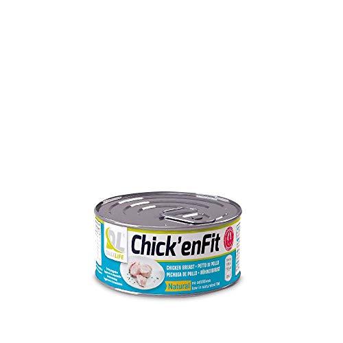 CHICK'ENFIT Petto di pollo in scatola senza additivi, a basso contenuto di grassi e con il 26% di pro4teine 155gr (100gr sgocciolato) (Natural)