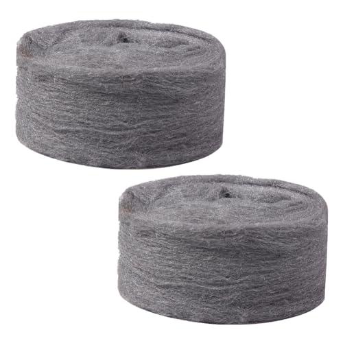 Cerioll Lana D'acciaio, 2 Rotoli Lana Acciaio, Paglietta Acciaio Fine 0000, Paglietta Abrasiva Fine per Lucidatura Legno Vetro Metallo Prevenire Topi