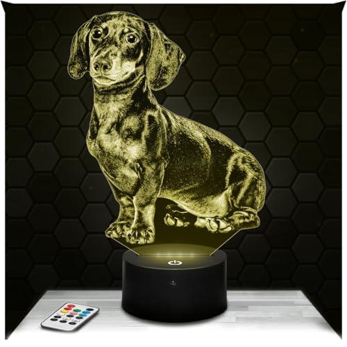 Lampephoto.fr - Lampada 3D Bassotto Cane Cucciolo Animale Lampada Tattile a LED, Effetto Ologramma 3D, Idea Regalo Natale Compleanno per Ragazzo o Ragazza, Oggetto decorazione camera