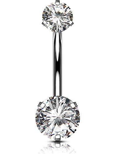 OUFER Body Piercing Piercing per ombelico interno in titanio massiccio, 14 mm, extra lungo, 14 g, piercing per ombelico