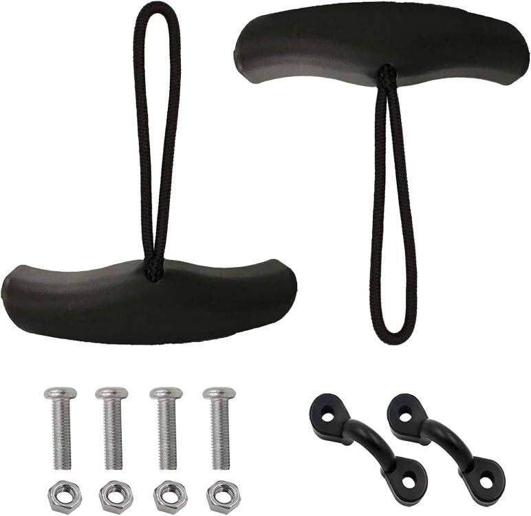Maniglie per kayak (confezione da 2) – Design robusto con manico a T | Bungee ultra resistente | Kit di installazione di ricambio, maniglia per il trasporto del kayak con corda e occhielli per