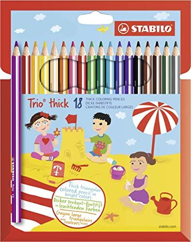 Matita colorata triangolare - STABILO Trio thick - Astuccio da 18 + temperino - Colori assortiti