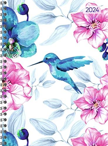 Alpha Edition Agenda Settimanale Ladytimer Spiralata 2024, 15x21 cm, HUMMINGBIRD, 128 pagine