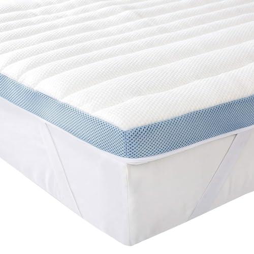 Amazon Basics - Topper Singolo 90 x 190 cm in Memory Foam, 5 cm Coprimaterasso con Angoli Elastici, Bianco