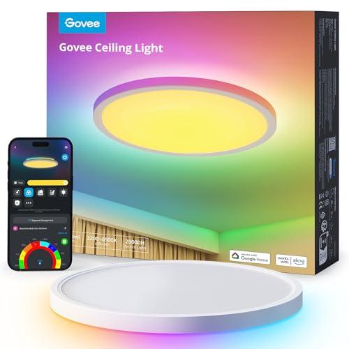 Govee RGBIC LED Plafoniera, Plafoniera Intelligente da 30 cm, 2400LM 2200-6500K Plafoniera a Incasso con 16 Milioni di Colori Fai Da te, Plafoniera per Camera da Letto, Soggiorno, Corridoio, Cucina