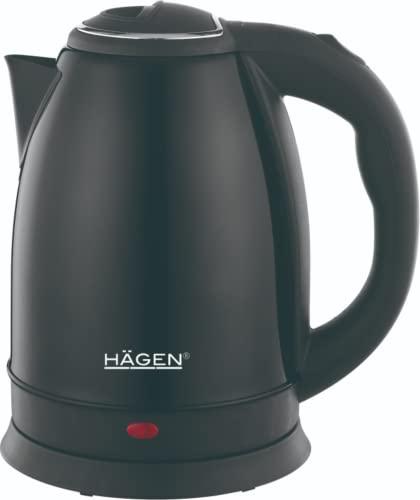 Hagen, Bollitore elettrico compatto in acciaio inox, design elegante, base a 360°, capacità 1,8L, 1500W, base a 360°, filtro rimovibile e lavabile,