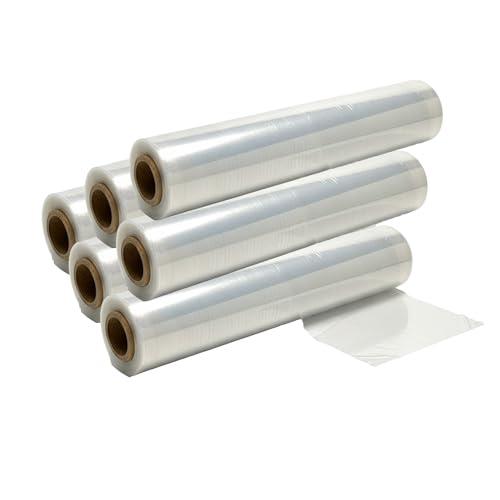 Pellicola Estensibile Trasparente, 6 Pezzi 55 cm x 250 m, 23 Micron, Alta Resistenza per Imballaggio, Traslochi e Magazzino, Film Autoadesivo Silenzioso