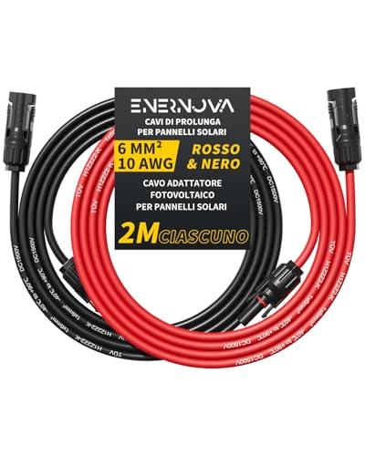 enernova Cavo solare 4 mm²/6 mm², prolunga cavo solare 1/2/3/5/8/10/12/15/18/20 m, Multi-Contact 4, IP67, impermeabile, cavo di prolunga (6 mm² 2 m)