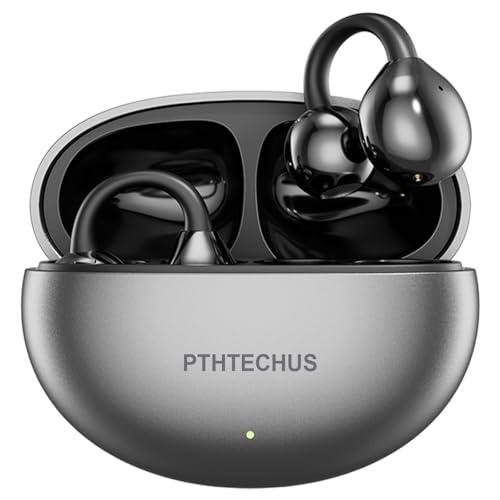 PTHTECHUS Cuffie Wireless, Sportivi Clip Aperta Cuffie Conduzione Ossea, Diaframmi 12mm ENC, Chiamate Cristalline, Auricolari Bluetooth 5.4 Compatibile iOS/Android, 30 ore di Riproduzione, Nero-b