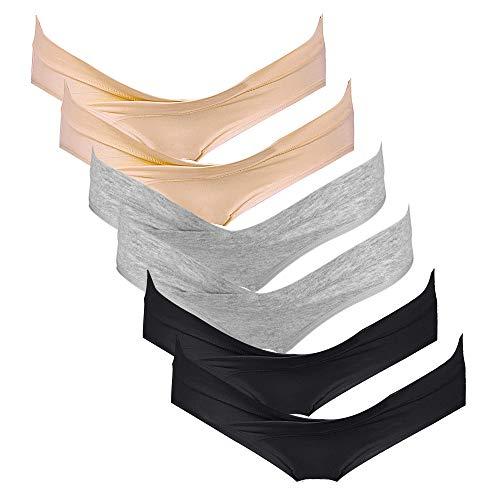 Intimate Portal Mutande Gravidanza in Cotone a Vita Bassa Mutandine Premaman e Post Parto Donna Slip Brasiliana Pacco da 6 Essentials M