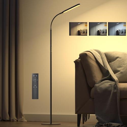 OUSFOT Lampada da Terra LED Dimmerabile170CM Lampada da Pavimento 3000-4000-6000K Touch e Telecomando Collo D'oca Regolabile Piantana LED per Camera da Letto Soggiorno Ufficio