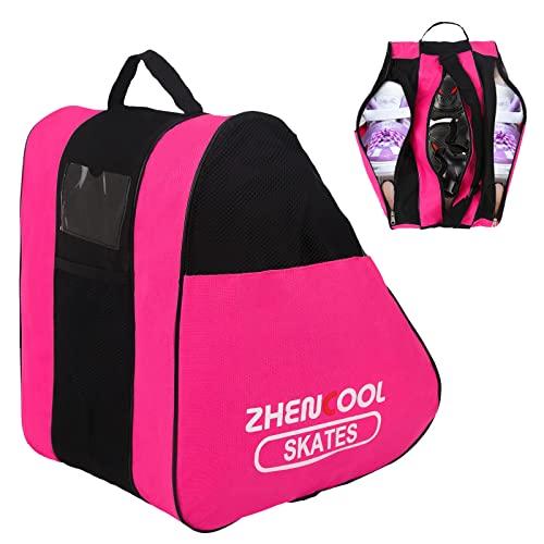 GLAITC Borsa per Pattini a Rotelle e in Linea Unisex con Tracolla Regolabile per Pattini da Ghiaccio - per Donna, Uomo, Adulti e Bambini - Pink