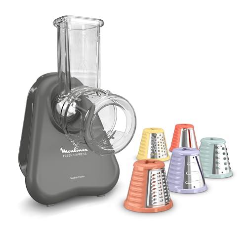Moulinex Fresh Express, Tritaverdure Elettrico 4 in 1, Sistema per Servire Direttamente, Facile da Pulire e Riporre, Colore Grigio, DK855H