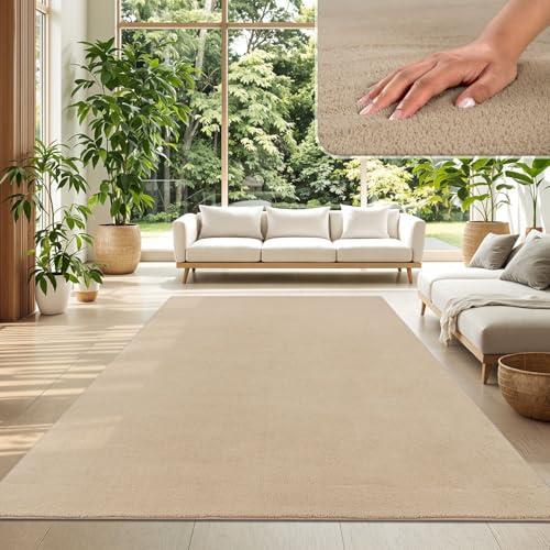 TT Home Tappeto Salotto Pelo Corto Monocolore Design Moderno Lavabile, Colore: Beige Scuro, Dimensione:200x280 cm