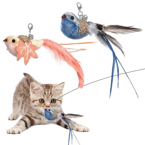 SZSIQI 2 Set Gioco Gatto Interattivo, Giochi per Gatti Interattivi con Uccellino, Giochi Interattivo con Piume, Giocattolo Interattivo per Gatti con Ventosa