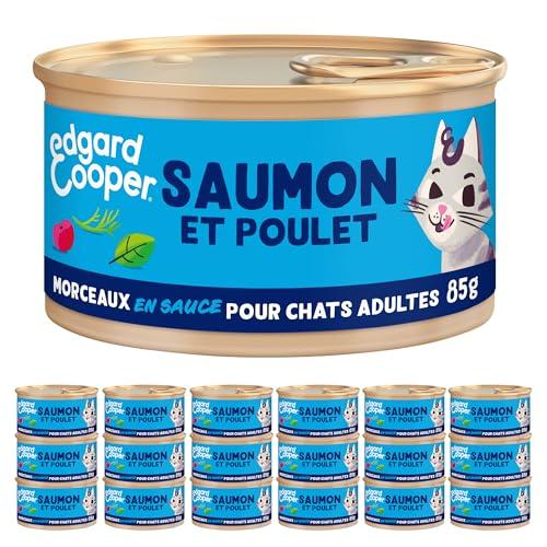 Edgard & Cooper Patè Per Gatto, Adulto, (Salmone & Pollo, 85g x 18), Patea Pezzi in Salsa per Gatto, Carne e pesce freschi e proteine di qualità, Patè per gatti sterilizzato e attivo