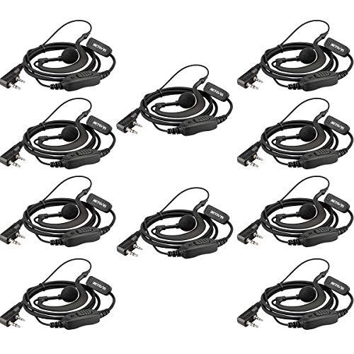 Retevis RE3120 Walkie Talkie Auricolare, C-Tipo Cuffie Walkie Talkie Compatibile con Radtel JUCJET RT24 RT668 RT27 RT622 RT15 RT619 RB628 Baofeng BF-888S KENWOOD ESYNiC Ricetrasmettitore (10 Pezzi)