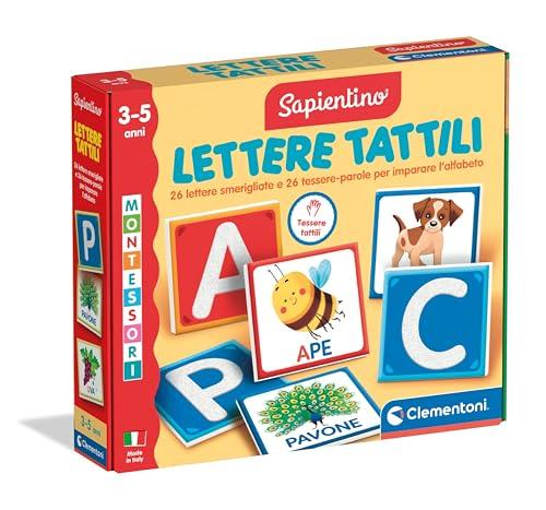 Clementoni Sapientino Montessori - Lettere Tattili, Gioco Educativo per Bambini 3-5 Anni con Flashcards per Imparare Alfabeto e Parole, Made in Italy, Lingua Italiana, 16855