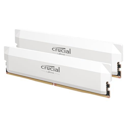 Crucial Pro RAM DDR5 32GB Kit (2x16GB) 6400MHz CL38, Overclocking Gaming, Intel XMP 3.0 / AMD EXPO, Memoria PC, Bianco - CP2K16G64C38U5W