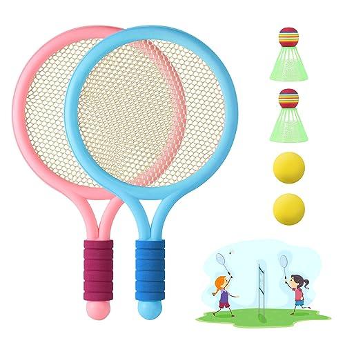 JurciCat Racchetta tennis Bambino racchette badminton 1 paio di racchette da badminton con 2 Palline da Tennis e 2 volani per tennista regalo per bambini Sport all'aperto indoor