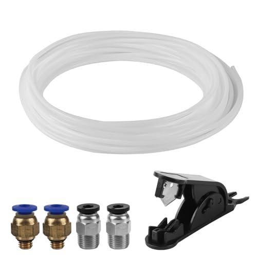 Tubo in PTFE da 10 metri con taglierino, 2,5 mm ID x 4 mm, tubo in teflon per stampante 3D da 1,75 mm, per Bambu Lab A1/A1 mini/P1P/P1S/X1C Teflon Tube + 2 PC4-M6, 2 PC4-M10