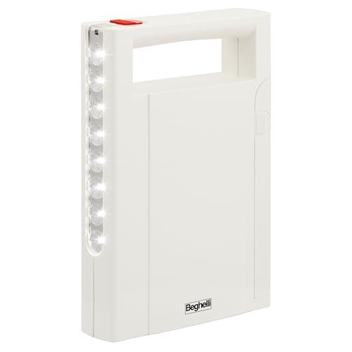 Beghelli Illumina LED – Lampada LED ricaricabile portatile con luce di emergenza anti black-out, 6h autonomia, 4000K, batteria LiFePO4 – Bianca