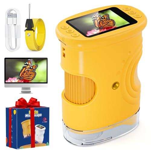 Microscopio Bambini, Temodu Microscopio Digitale da 2.0‘’, Elettronico Portatile 1000X con 8 luci LED Regolabili, può essere utilizzato come regalo di compleanno o di Natale 3 agli