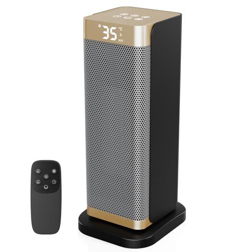 DDHTSAL Stufetta Elettrica Basso Consumo - 2000W PTC Termoventilatore,3 Modalità,ECO,Timer 12H,70° Oscillazione,Telecomando,Protezione da Surriscaldamento/Ribaltamento,Basso Rumore,Portatile,Casa