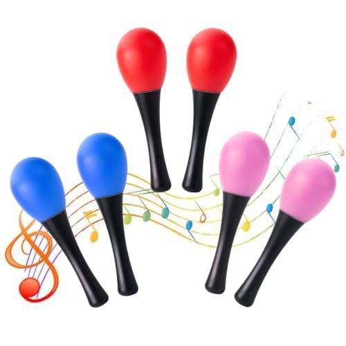 GXGM 3 Paia Maracas Shakers Ovali Percussioni a Mano Strumento Musicale Sonaglio Uova Shaker Maracas Ovali per Bambini Strumento a Percussione Shake(Rosso,Blu e Rosa)