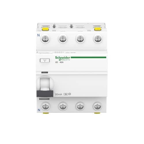 Schneider Electric A9Z21440 Interruttore di Protezione Fi, A 40 A, 0,03 A, 415 V, Bianco