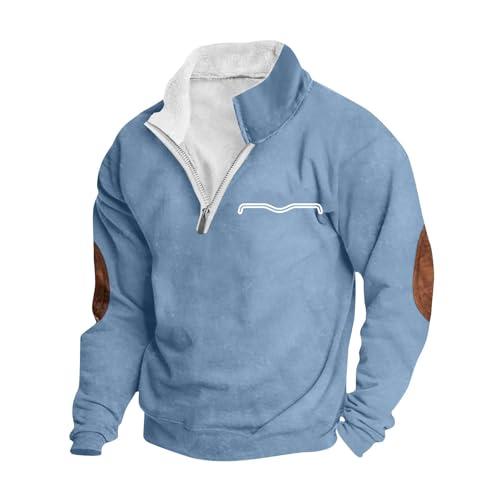 1/4 Zip Pullover Uomo Invernale Calda Felpa Uomo Senza Cappuccio Maglioni e Felpe con Collo in Piedi Maglia di Tuta Maniche Lunghe Sweatshirt in Tinta Unita Maglione Sportiva Casual Pullover Top