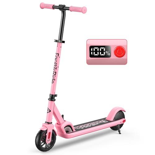FanttikRide C9 Monopattino Elettrico per Bambini 120-160 cm, 10/16 km/h, Autonomia di 8 km, Schermo LED, Altezza Regolabile, Pieghevole, Ruote in Gomma, Leggero, per Bambini fino a 60 kg, Rosa