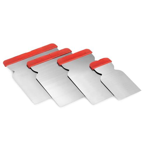 Set 4 Spatole Giapponesi in Acciaio 43/67/87/105 mm – Spatole per Stucco, Verniciatura e Raschiatura – Strumenti Professionali per Muri, Metallo, Vetro – Raschietti Precisi e Resistenti 9364401