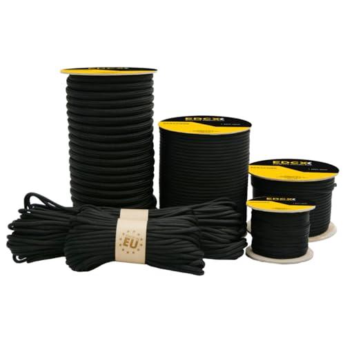 EdcX Paracorde 1,2 mm - 8 mm, Couleur Noire (10 m, 20 m, 30 m, 50 m, 100 m) | Idéale pour l'artisanat, Le bricolage, Le Camping | Corde 100% Nylon (Black, 8mm, 30 m)