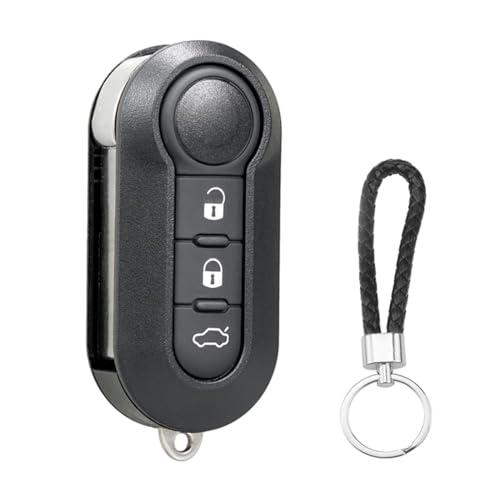 SLshiBo Guscio Chiave Fiat con Lama a 3 Tasti Ricambio Chiave Fiat Telecomando Auto con Catena Chiave per FIAT Grande Punto Evo Panda 500 Bravo Ducato Doblo