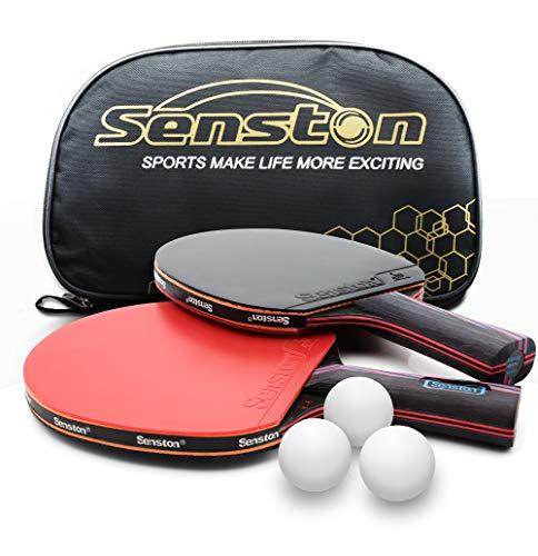 Senston Racchetta da ping pong professionali con palline da ping pong, set di 2 racchette da ping pong intermedie avanzate
