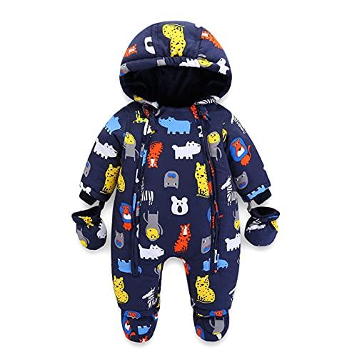 Lobmouse Bambino Tute da Neve Inverno Pagliaccetto Body con Cappuccio Infantile Jumpsuit Ragazza Ragazzi Tuta Footies con Guanti Spesso Tutine Neonato Maniche Lunghe per 18-24 Mesi