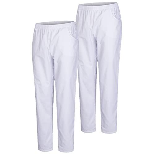 MISEMIYA - Confezione 2 Pz - Pantaloni Sanitari Unisex - Divise MEDICHE Divise SANITARIE Pantaloni da Lavoro - RIF. 8312 * 2 pz - Medium, Bianco 21