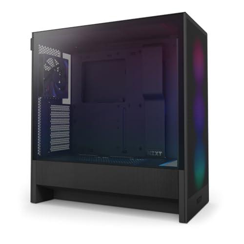 NZXT H5 Flow RGB - Case per PC da gaming mid-tower ATX compatto - Flusso d'aria elevato - Ventola F360 RGB Core (CV) inclusa - Supporto per radiatori da 360 mm (anteriore) - Nero