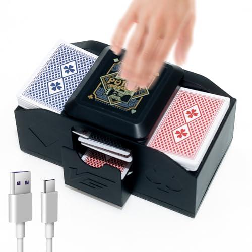 alouweekuky Wave Sensor Shuffle/One Touch Auto Shuffle Electric Mixer Carte per 4 mazzi di carte, funzionamento USB/batteria, per Texas Hold'em, UNO, Blackjack, Skip BO