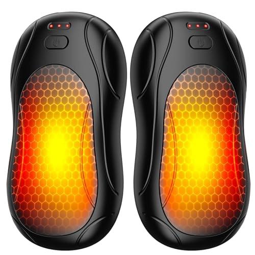 Scaldamani Ricaricabile, 2 Pack Elettrico Portatile, Durata Elettrico Tascabile Scaldamani con 3 Livelli di Calore per Esterno, Campeggio