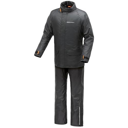 Tucano Urbano tuta antipioggia moto unisex Diluvio Day. Antipioggia donna compattabile. Kit antipioggia uomo. Set giacca e pantaloni impermeabile moto e scooter antivento. (Nero, L)