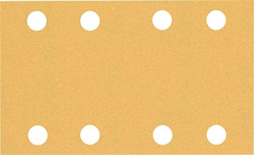 Bosch Professional 10x Carte abrasive Expert C470 con 8 fori (per Legno duro, Vernice su legno, 80x133 mm, Grana 120, accessorio Levigatrice orbitale)