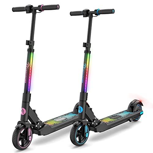 EVERCROSS EV06C Monopattino Elettrico, 6,5'' Monopattino Elettrico pieghevole per Bambini dai 6 ai 12 anni, fino a 15 KMH e 8 KM, display a LED, luci LED colorate, E Scooter per Bambini Bambine