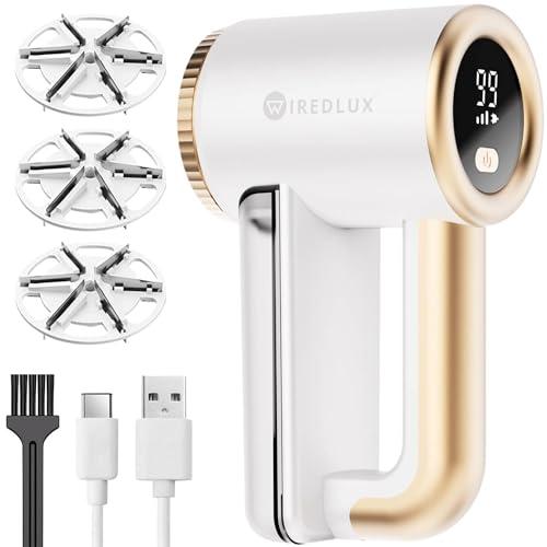 Levapelucchi Elettrico WiredLux - Levapelucchi Ricaricabile per Vestiti e Mobili - 3 Velocità Regolabili, Spazzola a 6 Lame, Display a LED, Ricarica USB
