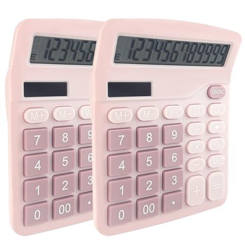Diompirux 2 pezzi Calcolatrice da Tavolo per Ufficio con Display LCD 12 Cifre