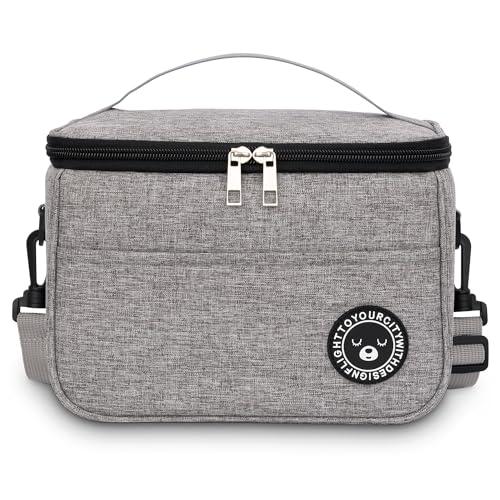 BALIGO Borsa Termica Porta Pranzo 6.4L, Borsa Termica Aggiornato, Borsa Frigo, Borse Termiche Porta Pranzo, Borsa Pranzo Portatile, Borsa Frigo Pranzo Ufficio Viaggio Picnic (Grigio - 6.4L)