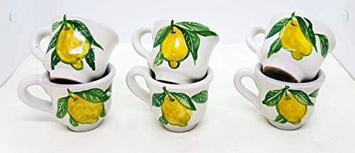 6 Tazzine da caffè Linea Limoni Ceramica Handmade Le Ceramiche del Castello Made in Italy Dimensioni H 5,20 x L 8,30 cm. cadauna