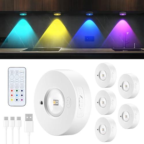 Banaone Illuminazione a LED senza fili, Luce LED Vetrina RGB Ricaricabile USB con Touch e Telecomando, Funzione Temporizzazione, Luci LED Colorate RGB per Guardaroba Libreria Scaffale