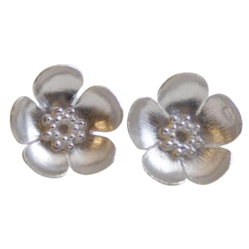 Orecchini a Bottone Fiore di Ranuncolo in Argento Sterling 925 - Gioielli Floreali Eleganti per Donna